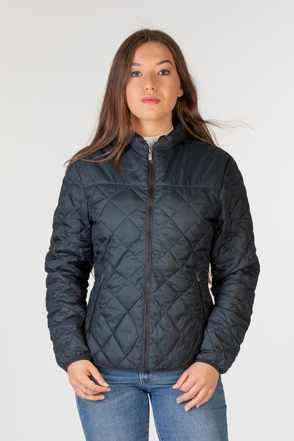 Manteau léger corporatif vert pour les entreprises. Éco-responsable avec tissu recyclé pour femme allant jusqu'à Taille Plus. Doudoune matelassée.
