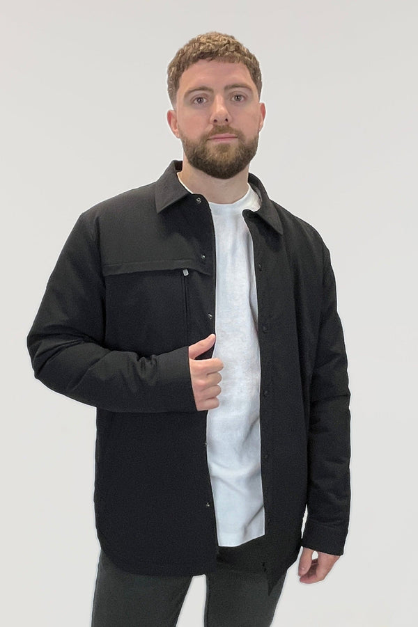 Manteau chemise corporative pour les équipes, employés, entreprises. Éco-responsable avec tissu recyclé noir pour homme allant jusqu'à Taille Plus.