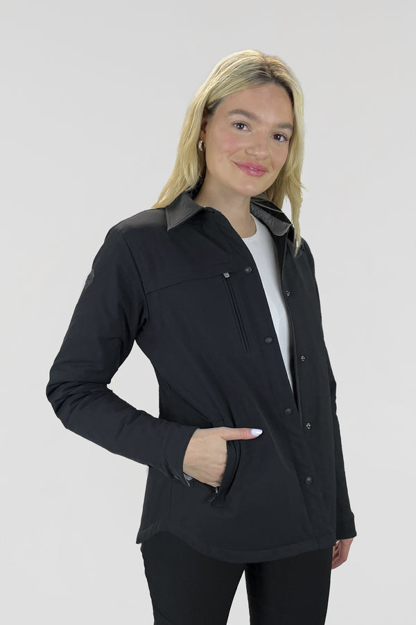 Manteau chemise corporative pour les équipes, employés, entreprises. Éco-responsable avec tissu recyclé noir pour homme allant jusqu'à Taille Plus.